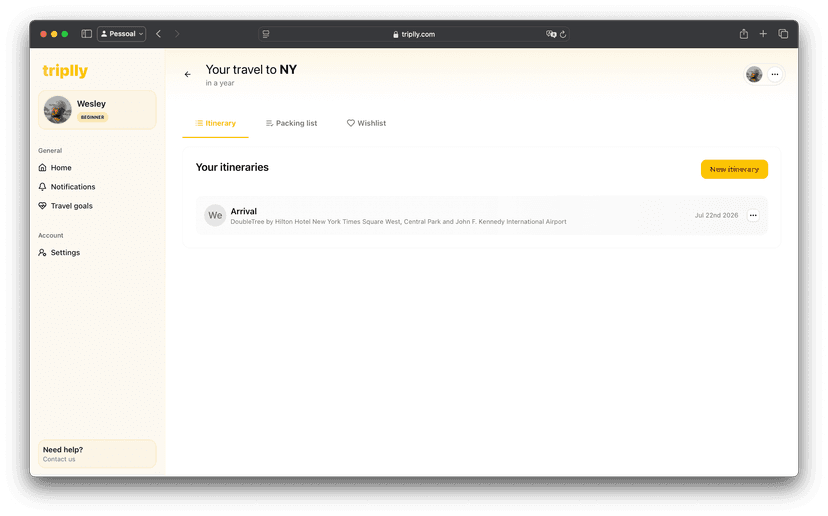 Triplly Timeline View